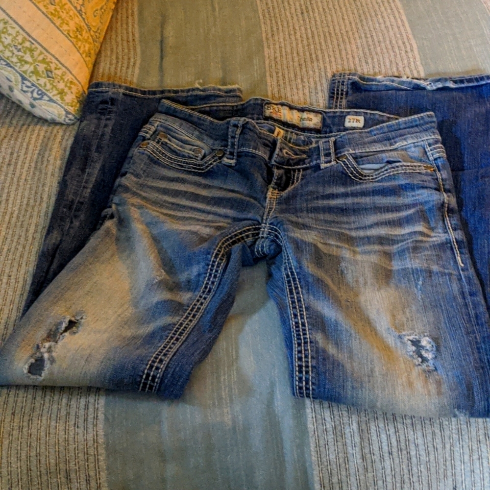 ⭐BKE distressed boot cut jeans